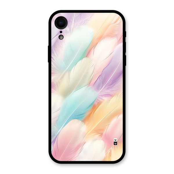 Pastel Feather Glass Back Case for iPhone XR