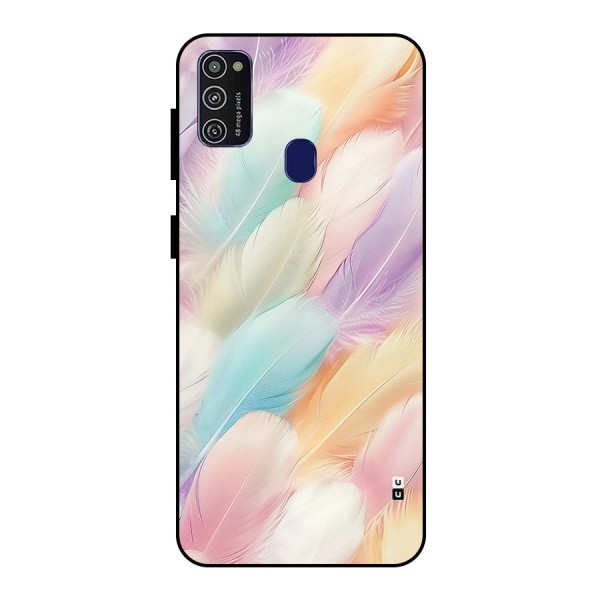 Pastel Feather Metal Back Case for Galaxy M30s