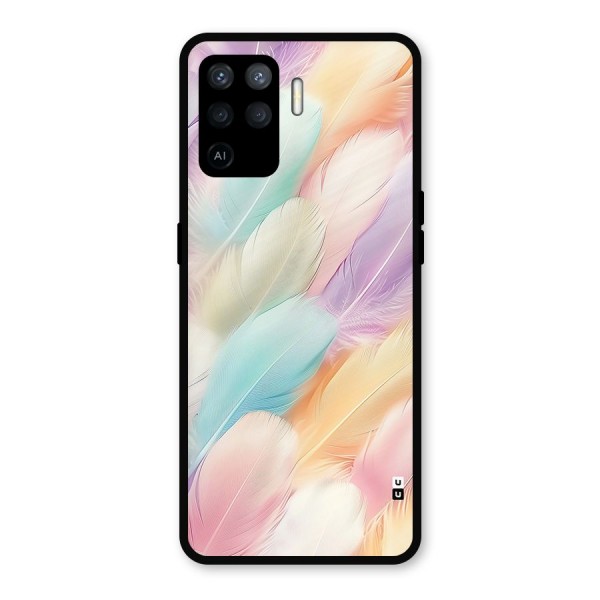 Pastel Feather Metal Back Case for Oppo F19 Pro