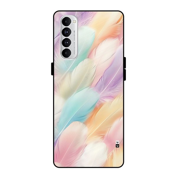 Pastel Feather Metal Back Case for Oppo Reno4 Pro