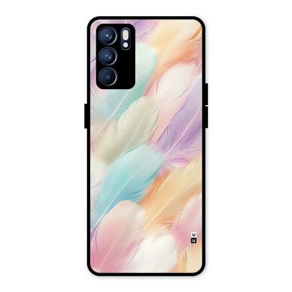 Pastel Feather Metal Back Case for Oppo Reno6 5G