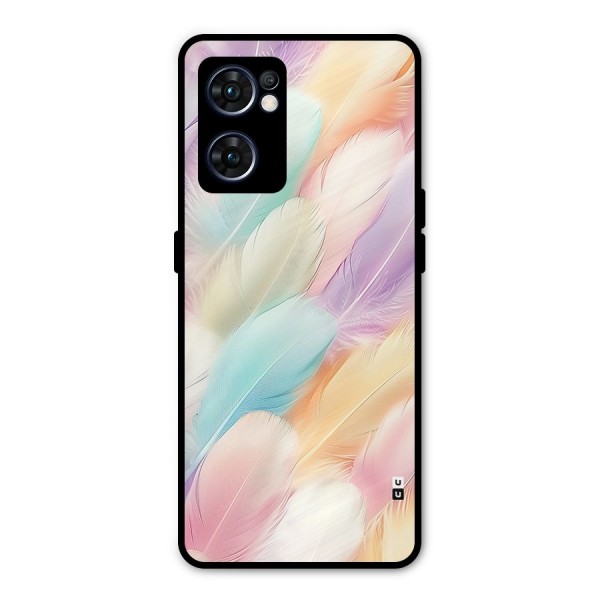 Pastel Feather Metal Back Case for Oppo Reno7 5G