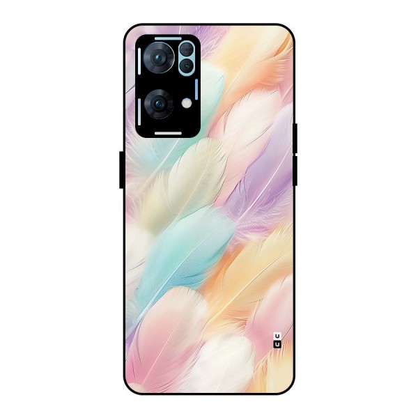 Pastel Feather Metal Back Case for Oppo Reno7 Pro 5G