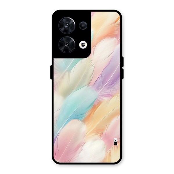 Pastel Feather Metal Back Case for Oppo Reno8 5G