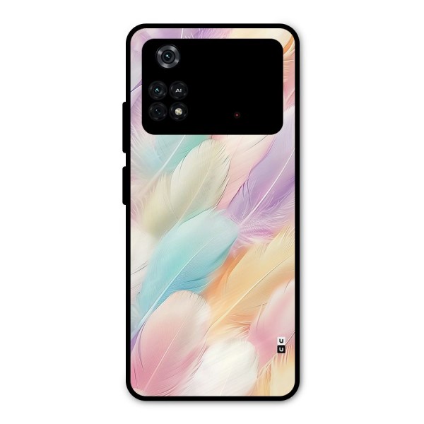 Pastel Feather Metal Back Case for Poco M4 Pro 4G