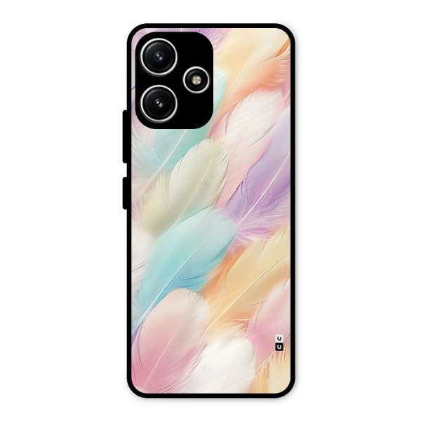 Pastel Feather Metal Back Case for Poco M6 Pro