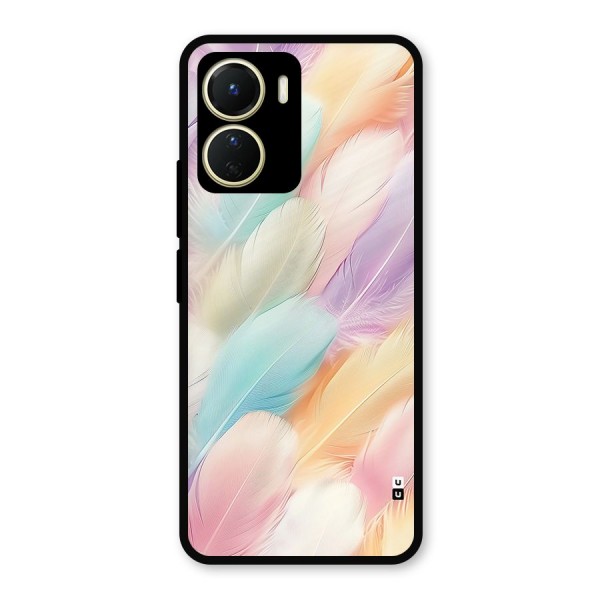 Pastel Feather Metal Back Case for Vivo T2x