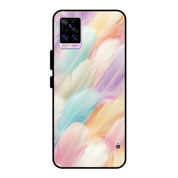 Pastel Feather Metal Back Case for Vivo V20 Pro