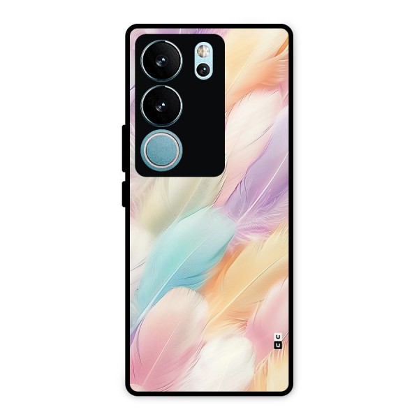 Pastel Feather Metal Back Case for Vivo V29 Pro