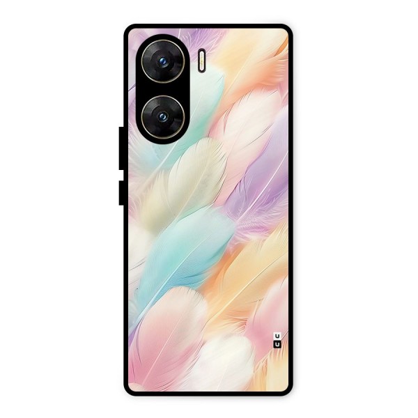 Pastel Feather Metal Back Case for Vivo V29e