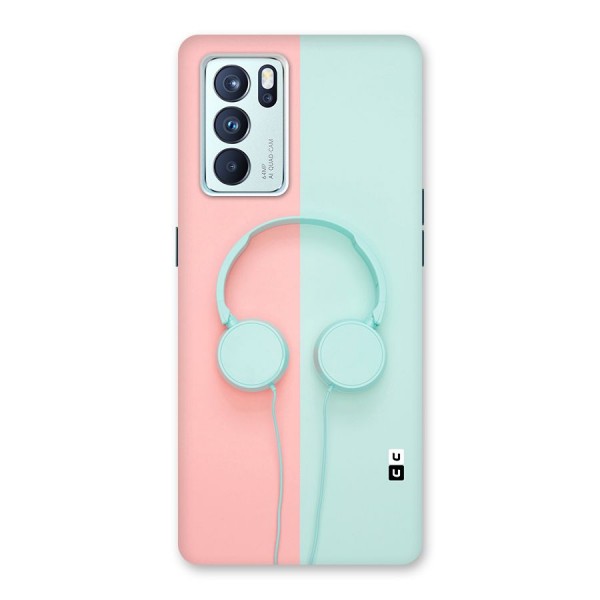 Pastel Headphones Glass Back Case for Oppo Reno6 Pro 5G