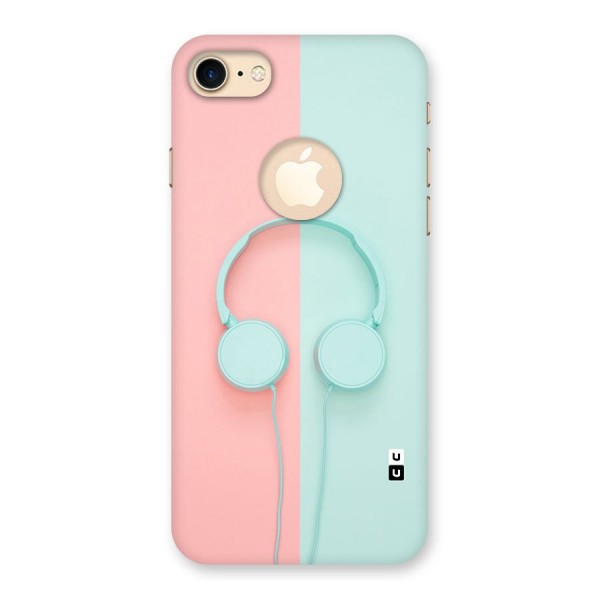 Pastel Headphones Back Case for iPhone 8 Logo Cut