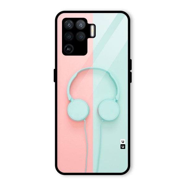 Pastel Headphones Glass Back Case for Oppo F19 Pro