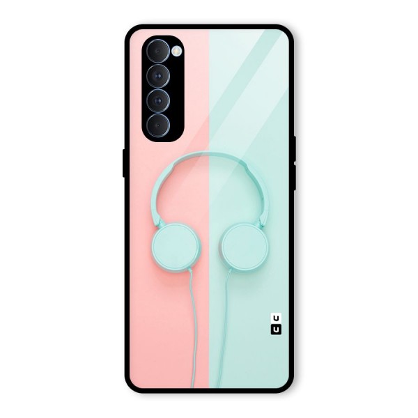 Pastel Headphones Glass Back Case for Oppo Reno4 Pro