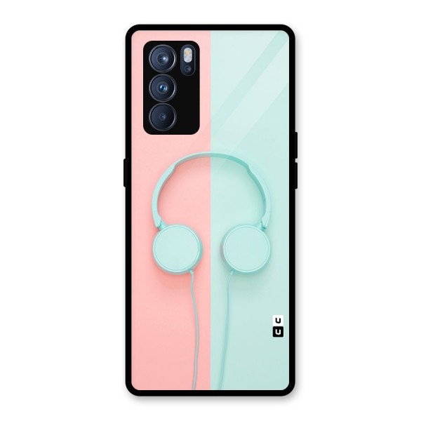 Pastel Headphones Glass Back Case for Oppo Reno6 Pro 5G