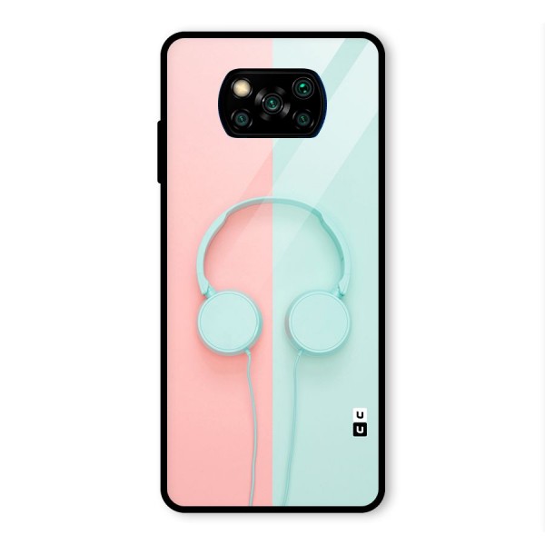 Pastel Headphones Glass Back Case for Poco X3 Pro