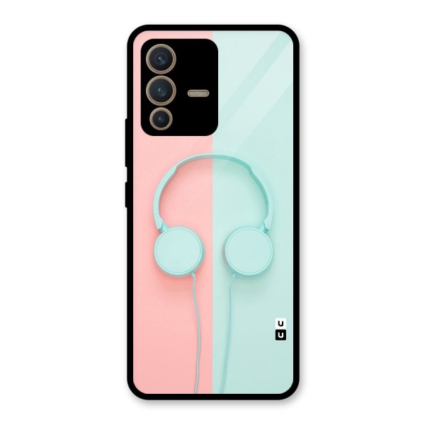 Pastel Headphones Glass Back Case for Vivo V23 5G