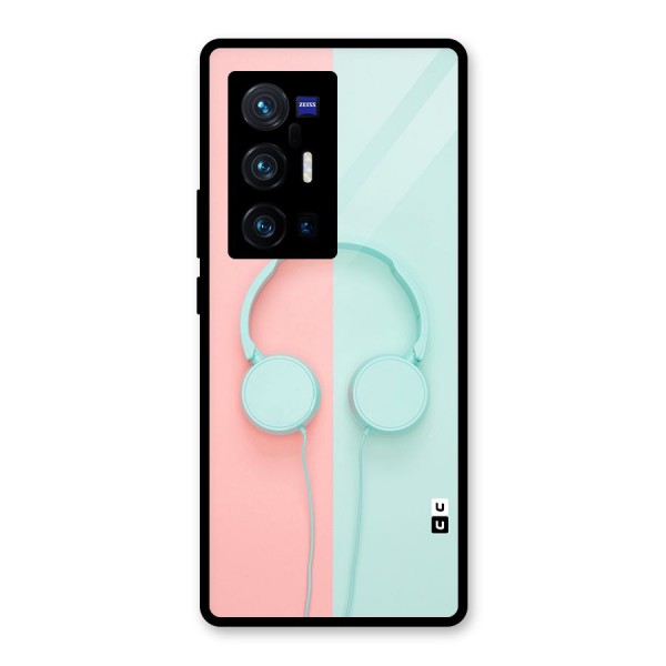 Pastel Headphones Glass Back Case for Vivo X70 Pro Plus