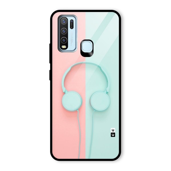 Pastel Headphones Glass Back Case for Vivo Y30