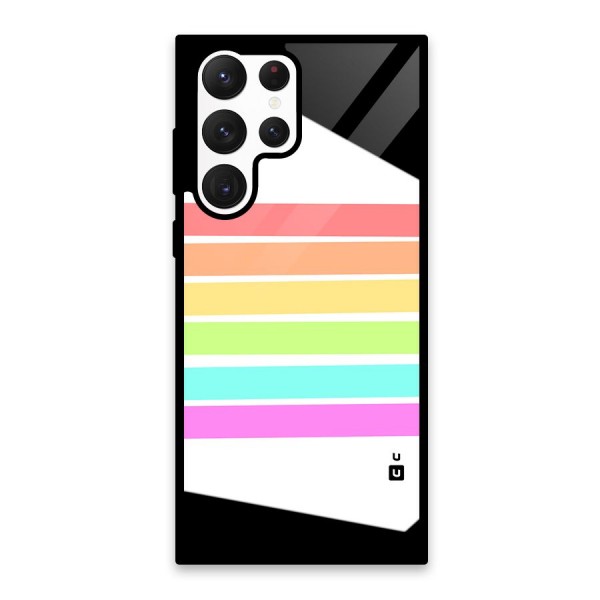 Pastel Pride Horizontal Stripes Glass Back Case for Galaxy S22 Ultra 5G