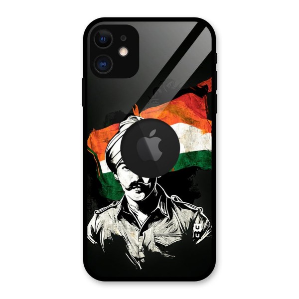 Patriotic Indian Glass Back Case for iPhone 11 Logo Cut