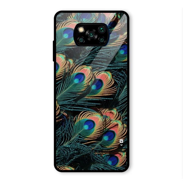 Peacock Feather Art Glass Back Case for Poco X3 Pro