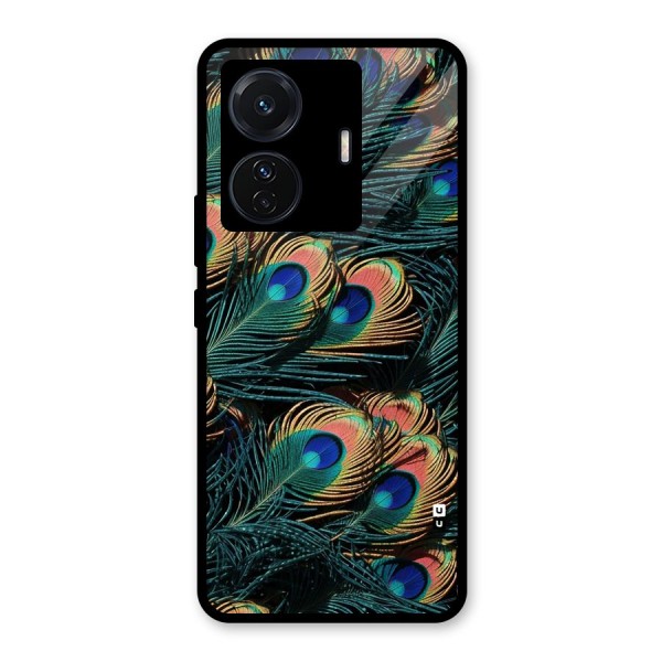 Peacock Feather Art Glass Back Case for Vivo T1 Pro