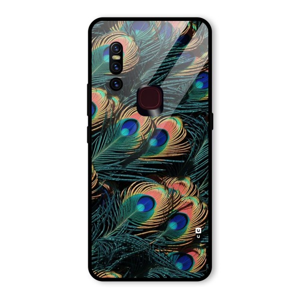 Peacock Feather Art Glass Back Case for Vivo V15