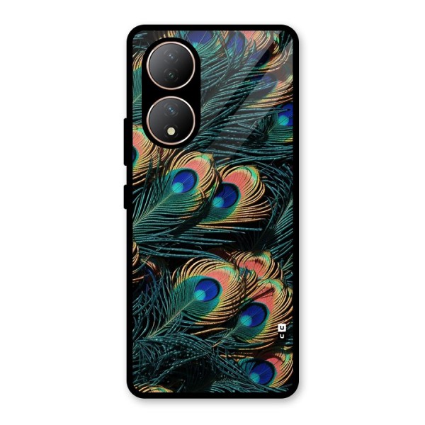 Peacock Feather Art Glass Back Case for Vivo Y100