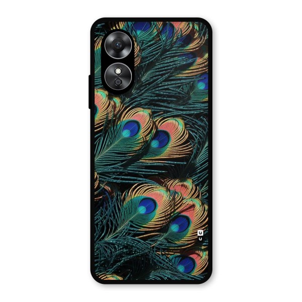 Peacock Feather Art Metal Back Case for Oppo A17