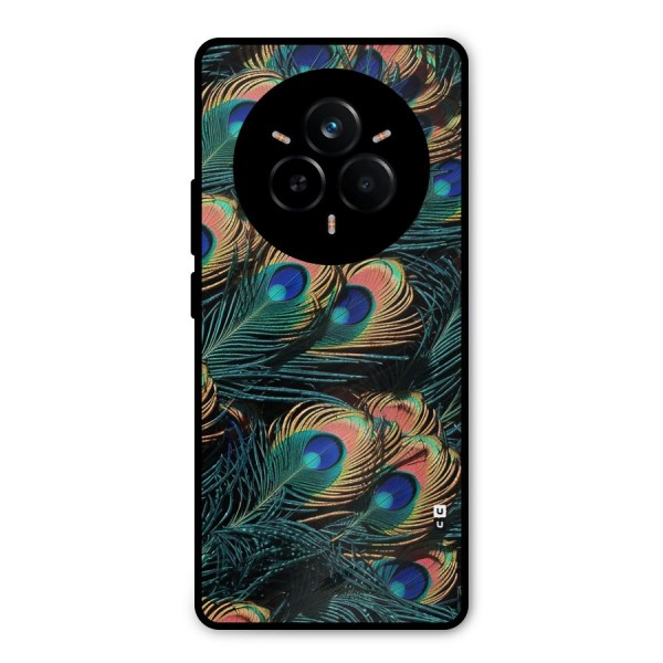 Peacock Feather Art Metal Back Case for Realme 14 Pro