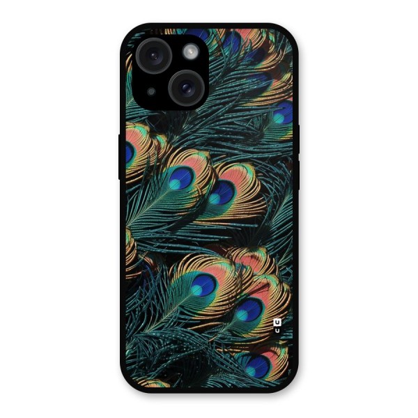 Peacock Feather Art Metal Back Case for iPhone 15