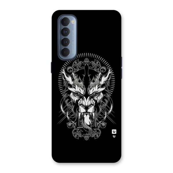 Pencil Art Lion Illustration Back Case for Reno4 Pro