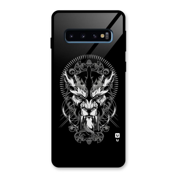 Pencil Art Lion Illustration Glass Back Case for Galaxy S10