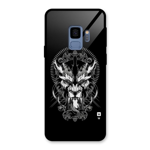 Pencil Art Lion Illustration Glass Back Case for Galaxy S9