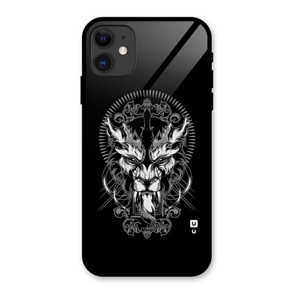 Pencil Art Lion Illustration Glass Back Case for iPhone 11