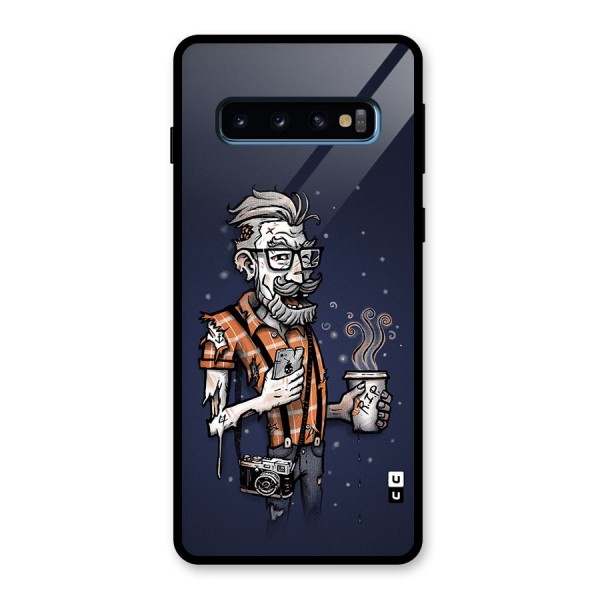 Photographer illustration Glass Back Case for Galaxy S10