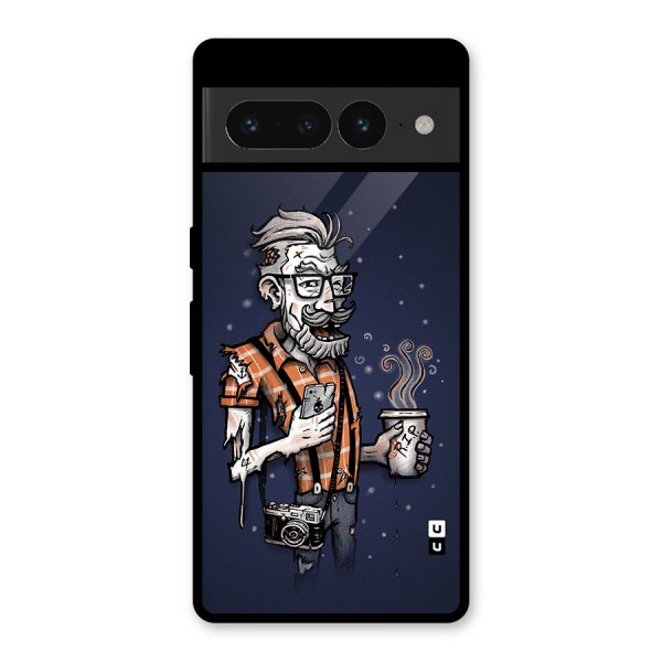 Photographer illustration Glass Back Case for Google Pixel 7 Pro