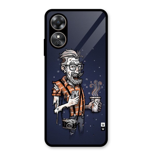 Photographer illustration Glass Back Case for Oppo A17