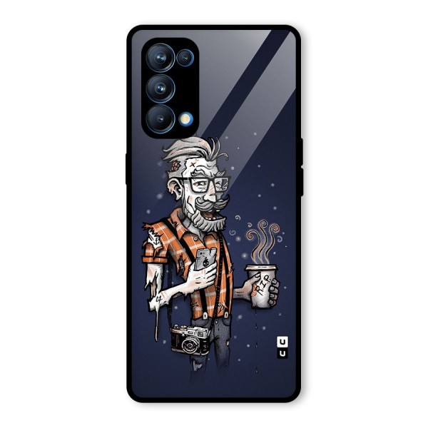 Photographer illustration Glass Back Case for Oppo Reno5 Pro 5G