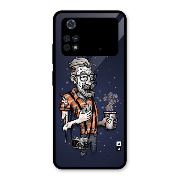 Photographer illustration Glass Back Case for Poco M4 Pro 4G