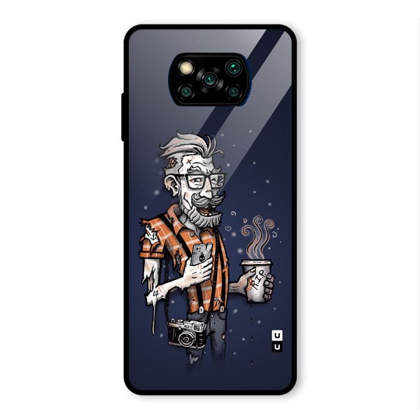 Photographer illustration Glass Back Case for Poco X3 Pro