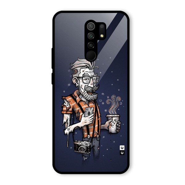 Photographer illustration Glass Back Case for Redmi 9 Prime