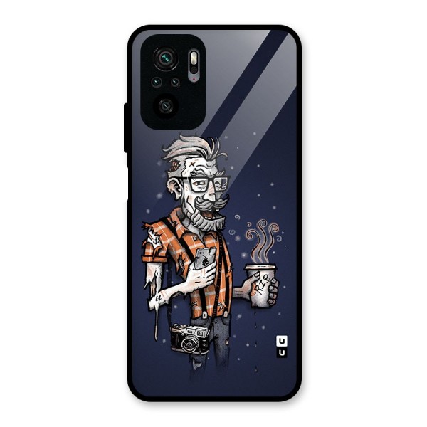 Photographer illustration Glass Back Case for Redmi Note 10