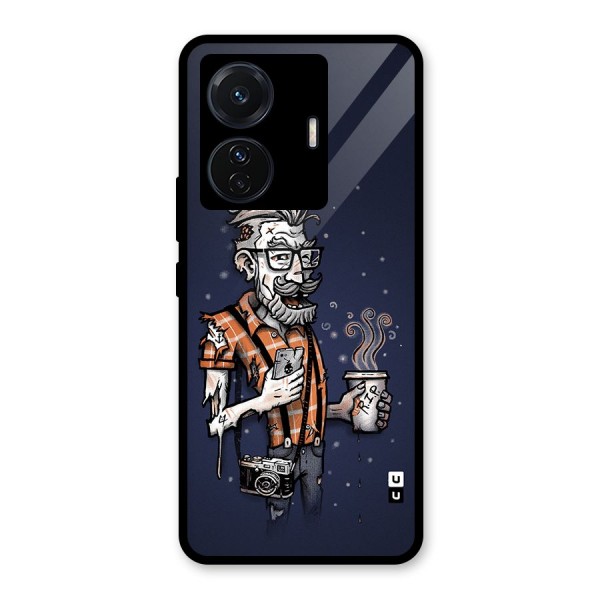 Photographer illustration Glass Back Case for Vivo T1 Pro