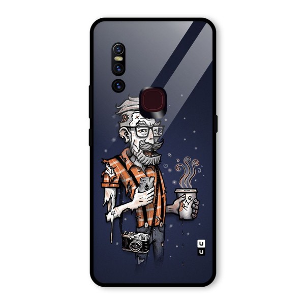 Photographer illustration Glass Back Case for Vivo V15