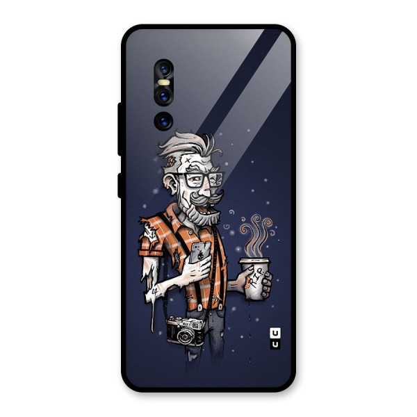 Photographer illustration Glass Back Case for Vivo V15 Pro