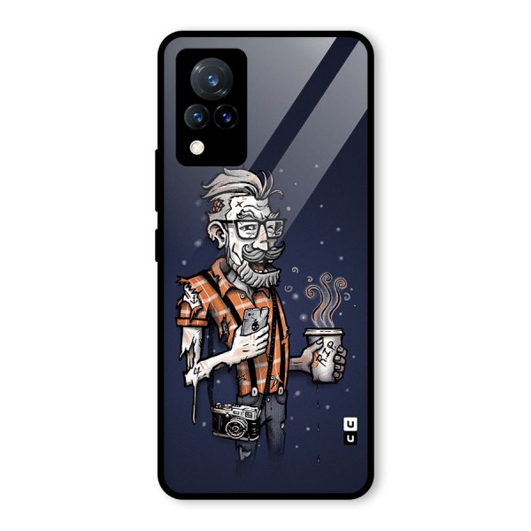 Photographer illustration Glass Back Case for Vivo V21 5G