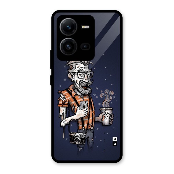 Photographer illustration Glass Back Case for Vivo V25