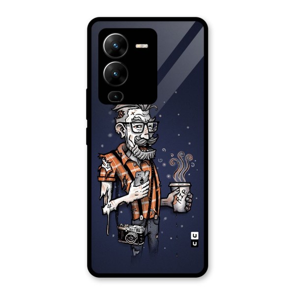 Photographer illustration Glass Back Case for Vivo V25 Pro